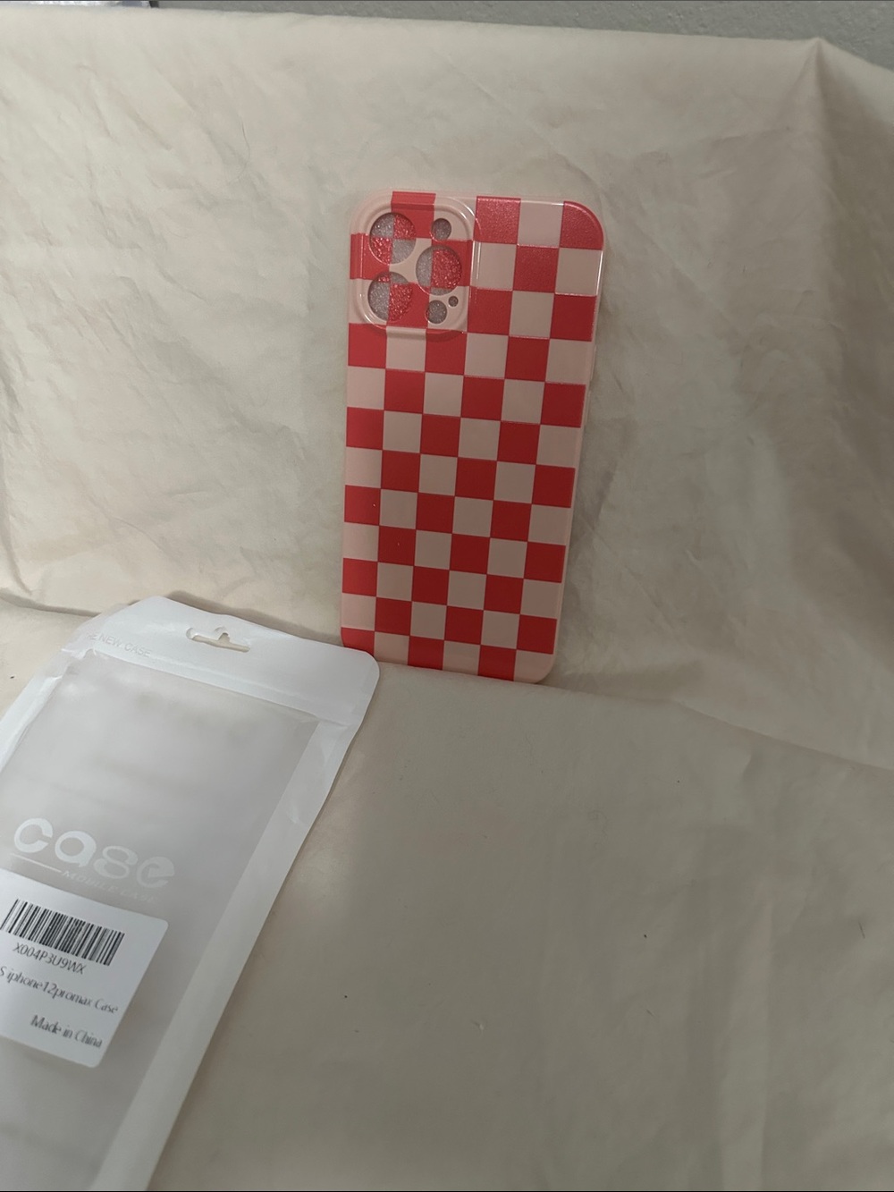 Checkerboard Phone Case for iPhone 12 ProMax - Coral & pink Checker Design NWT